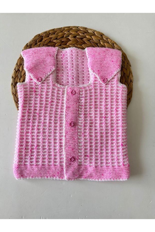HAND KNITTED HANDWORK KNITTED WITH WOOL YARN BABY GIRL VEST BABY GIFT