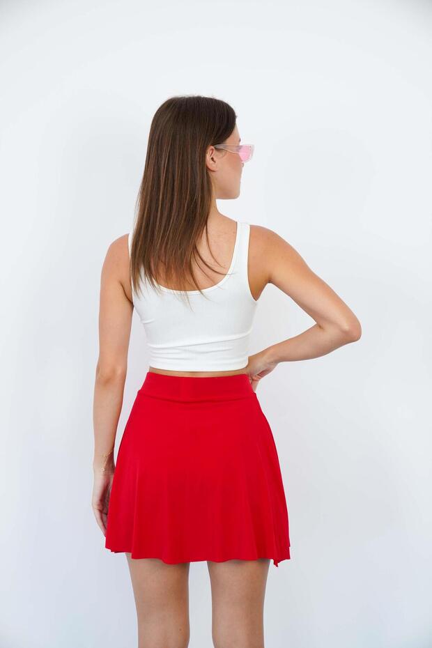 Şort Etek-Kırmızı - 4
