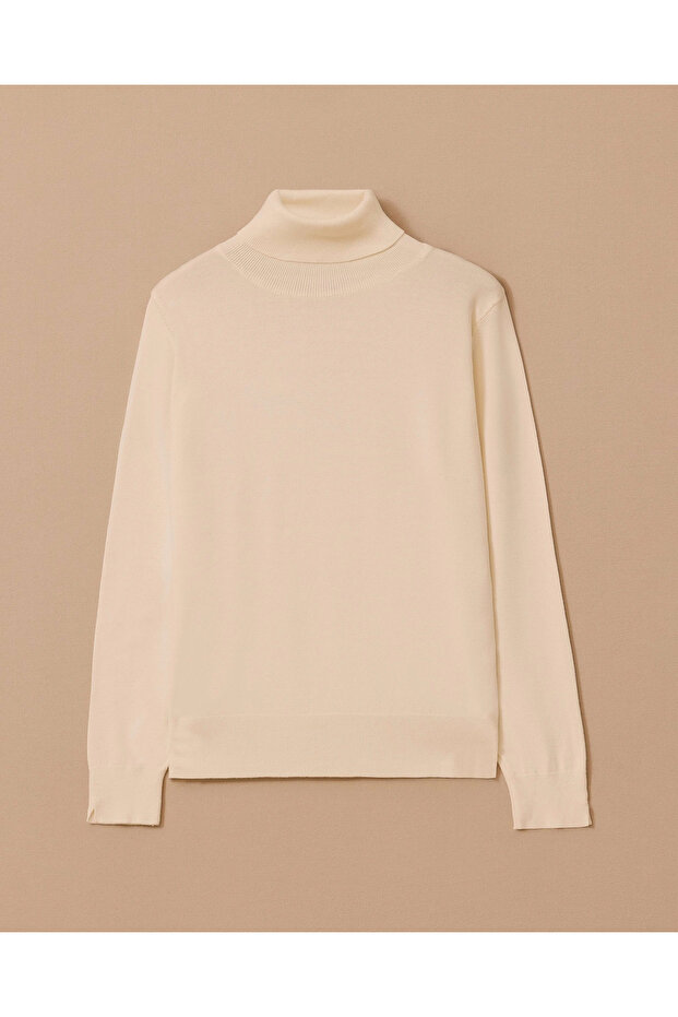 Tam Balıkçı Yaka Örme Triko Bluz - 5