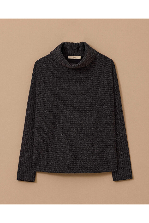 Simli Balıkçı Yaka Basic Triko - 1