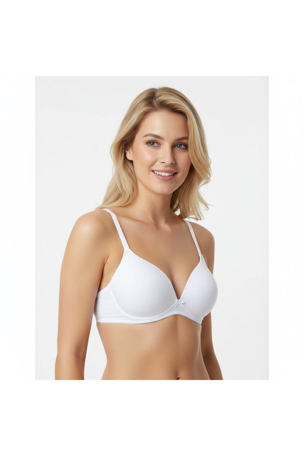 Women's Wire Free Cotton White Color Soft Bra Bb2102