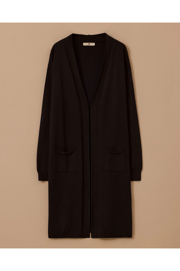 Uzun Basic Triko Hırka - 1