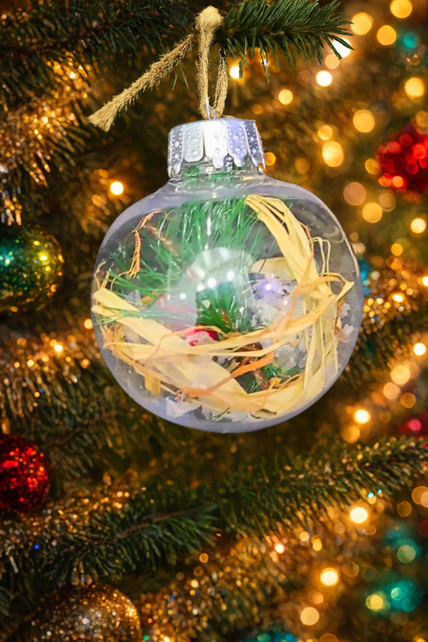 Hangable Christmas Tree Ball Ornament Transparent Plastic Shatterproof Fillable 8cm 1 Piece Decorative
