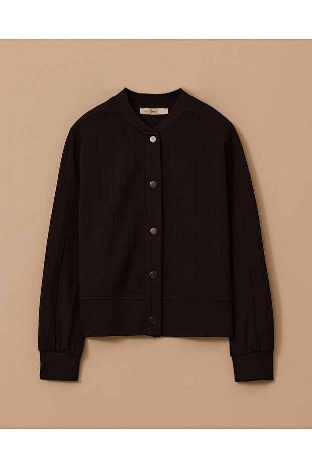 Hakim Yaka Çıtçıt Düğmeli Ceket - 5