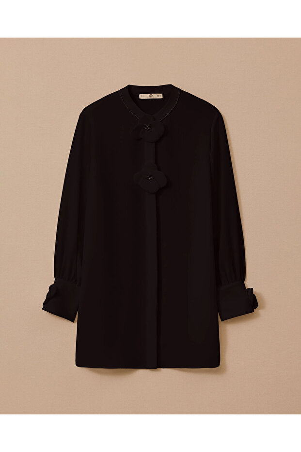 Çiçek Aplikeli Tunik - 1