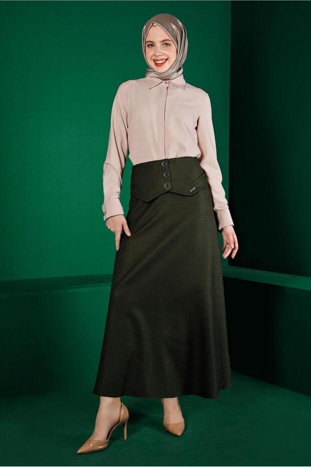 BUTTON DETAILED SKIRT 60337