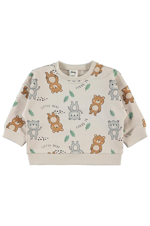 Teddy Bears Printed 6-18 Months Sweatshirt - Ivory