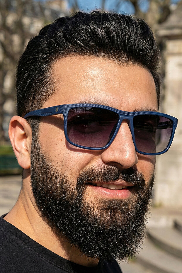 Matte Navy Blue Men's Sunglasses with Polarized Lenses with Uv400 Protection 1356 C8383M