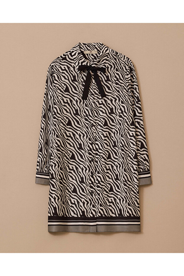 Zebra Patterned Tunic with Tie Detail - 7