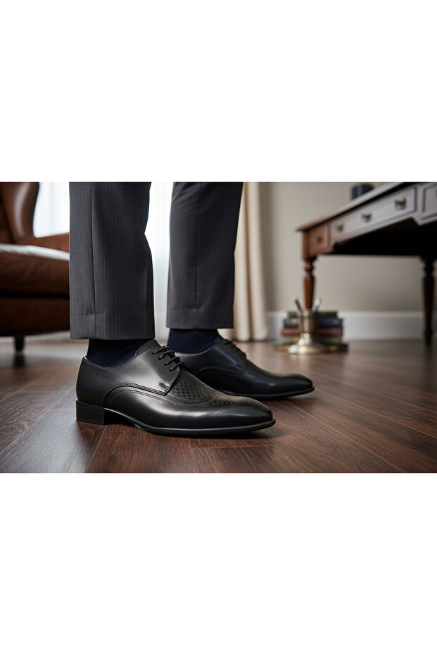 Men's Inner and Outer Genuine Leather Neolite Sole Laser Engraved Classic Shoes