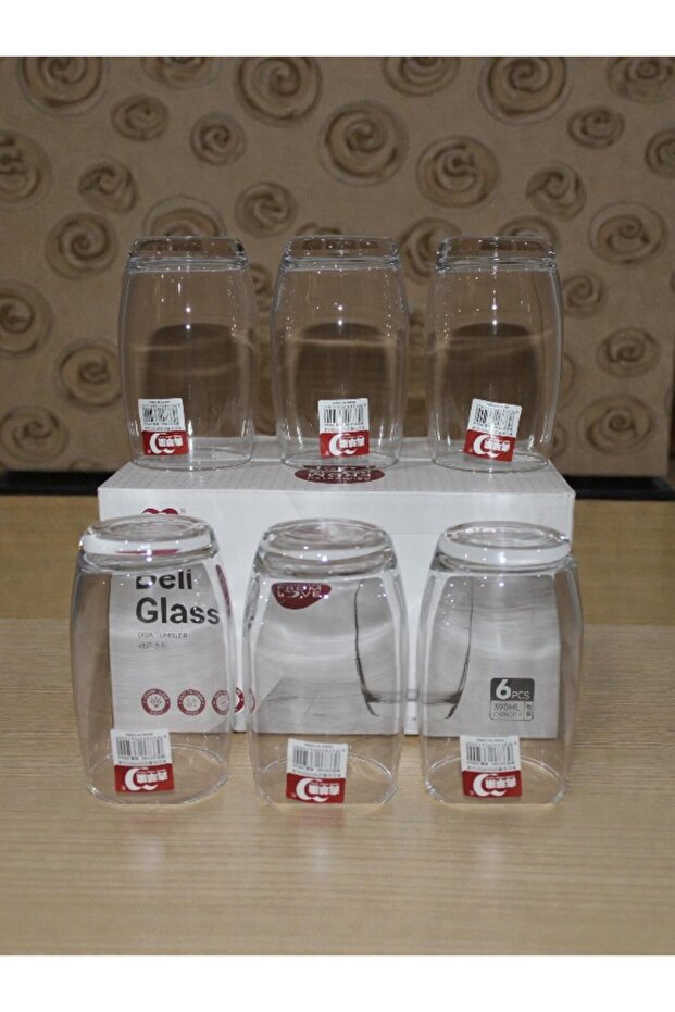 Glass Drinking Cups, 6-Piece Set, Clear