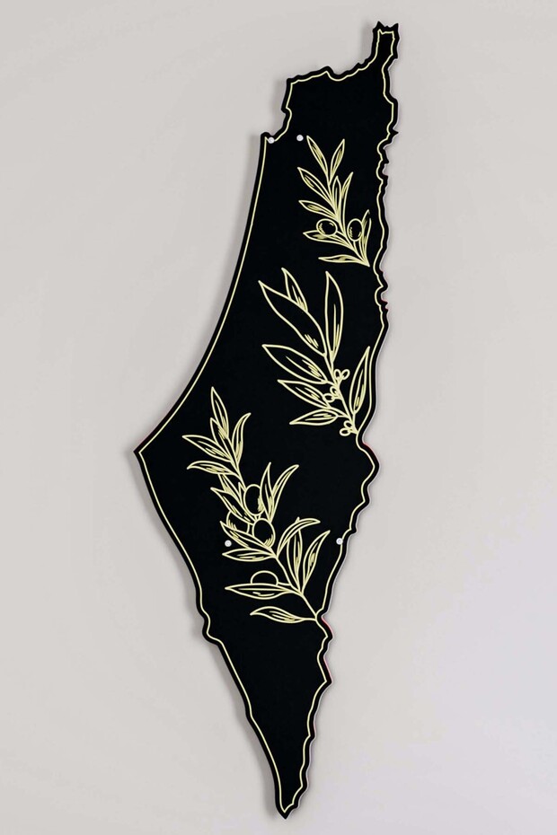 Palestine Map Peace Themed Uv Printed Metal Decor - Islamic Wall Art Home Office Mosque Decor