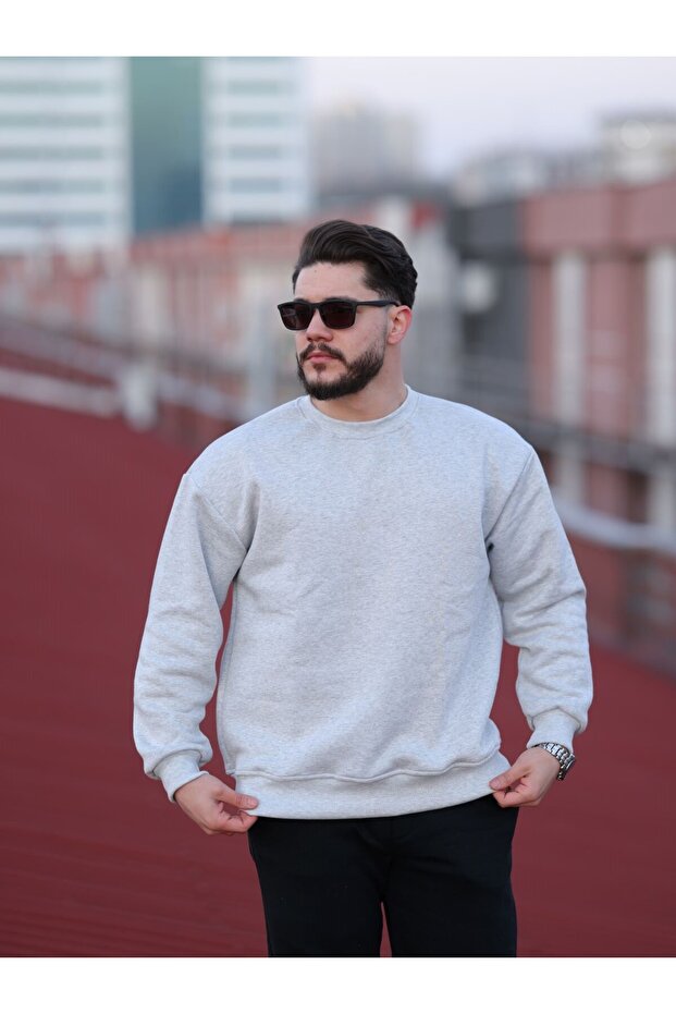 Basic Bisiklet Yaka Relaxed Regular Sweatshirt - 3