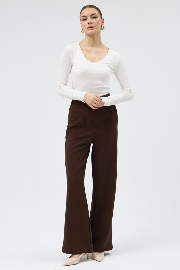 5012 Zippered Pants Brown - 1