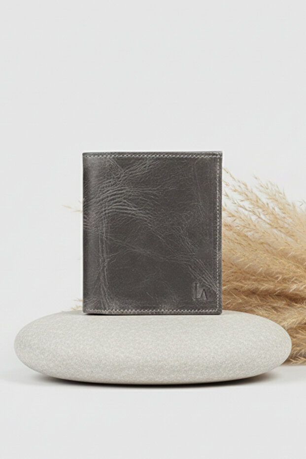 La'Graccio Paris Genuine Leather Men's Wallet Crazy Gray