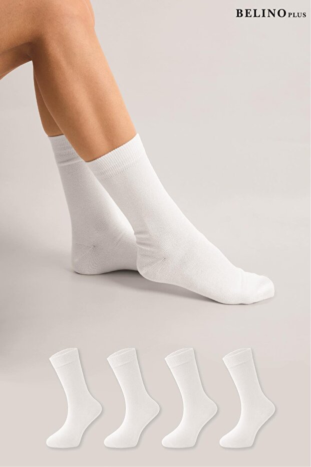 White Organic Bamboo 4-Pack Stitch-Free Women's Socks