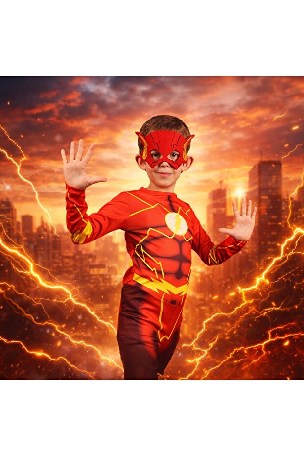 (3-4 Years Old) Children's Party Clothing - Flash Costume and Mask