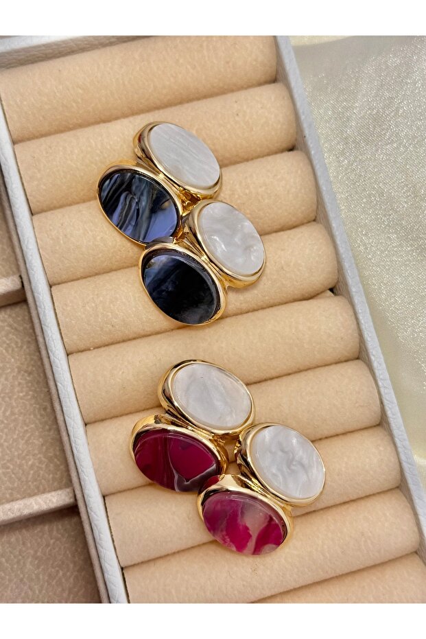 Sedefli Oval Küpe - 7