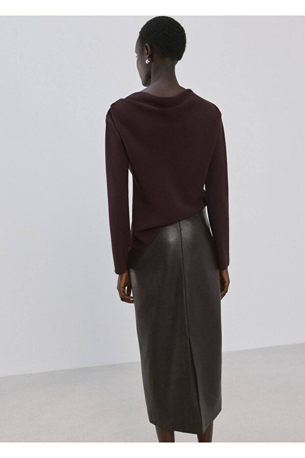 Asimetrik yaka bluz - 4