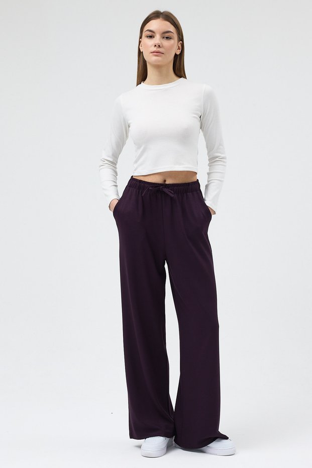 Plum Waist Elastic Wide Leg Women's Sweatpants 9214m