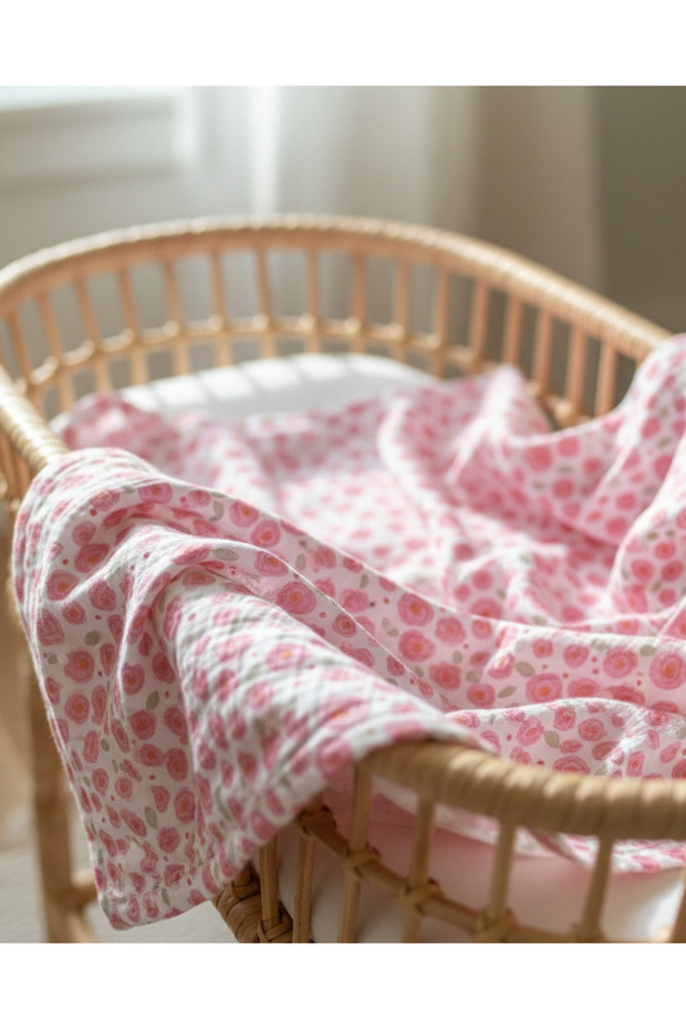 Gülpembe Müslin Örtü - 1
