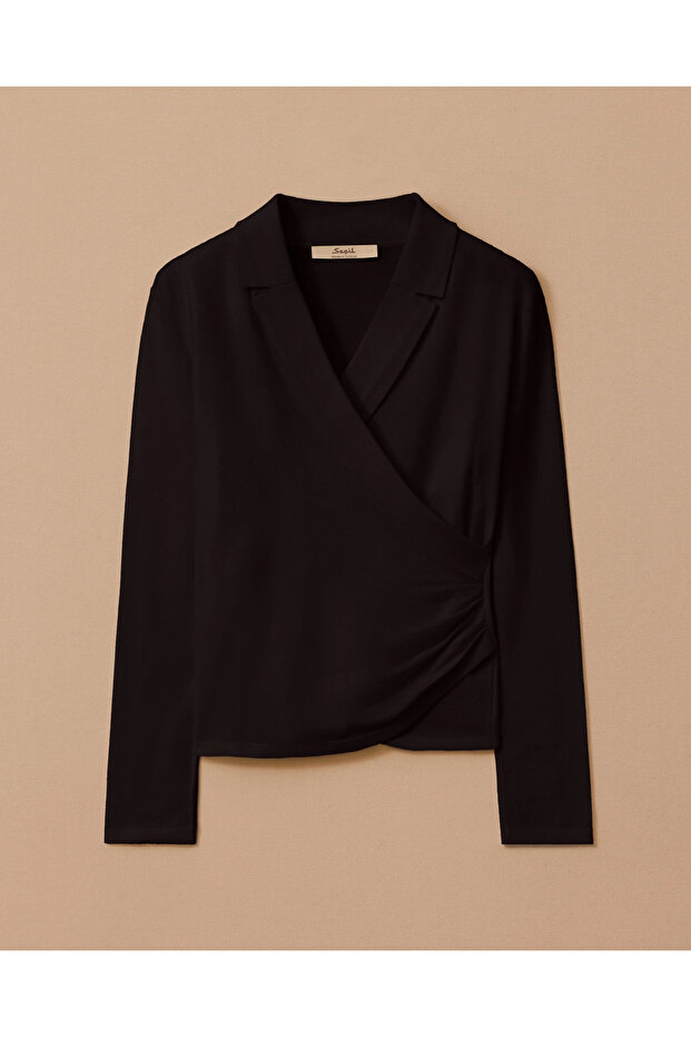 Kruvaze Drapeli Triko Bluz - 6