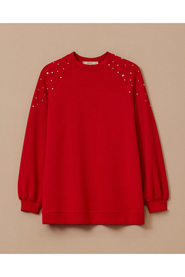 Omuz Detaylı Oversize Sweatshirt - 6