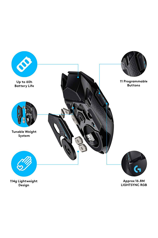 G G502 Lightspeed - 25.600 Dpi High Performance Wireless Black Gaming Mouse - 4