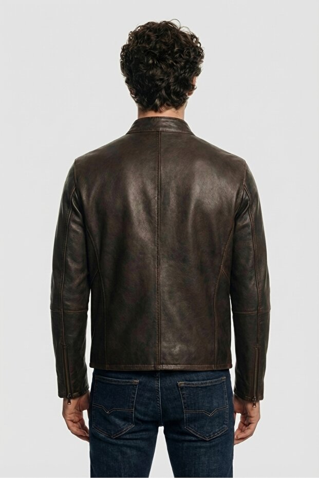 Taba Deri Erkek Ceket - 3