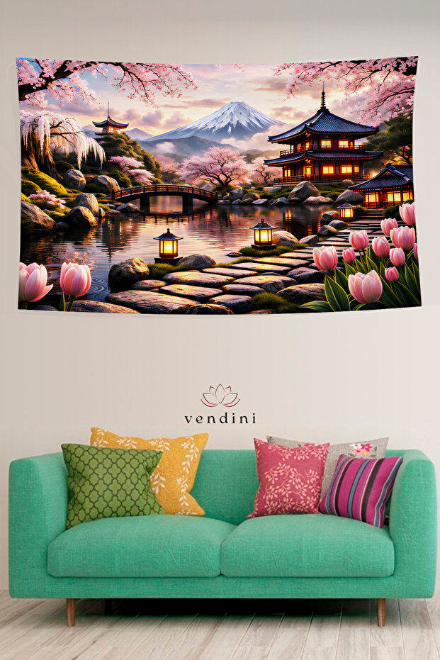 Japanese Garden Wall Tapestry Wall Covering Wall Tapestry