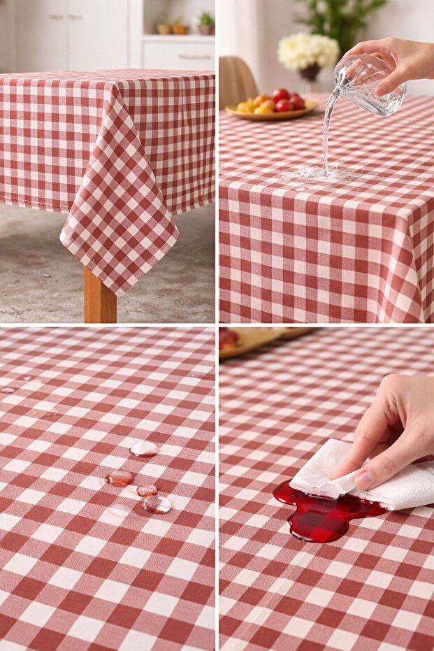 Checkered Tablecloth, Table Cloth, Picnic Cover, Duck Fabric, Water and Stain Repellent, Bohemian Style