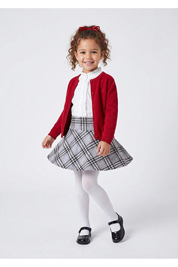 Gray Girl's Jacquard Checked Skirt 4905
