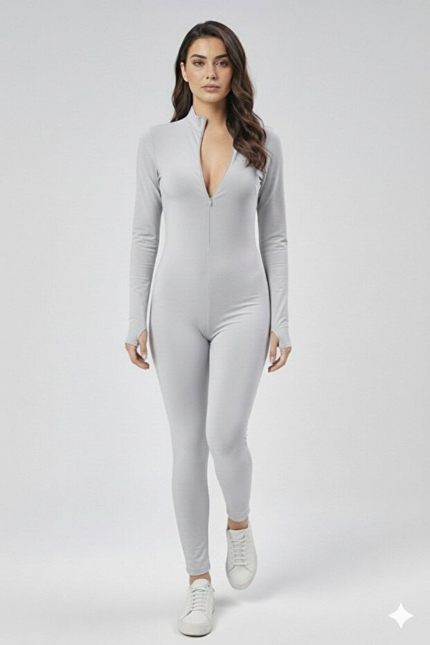 Gri Vücuda Oturan Tulum - 5