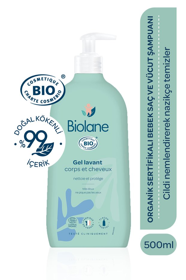 Organic Baby and Children's Hair and Body Shampoo (500ml) with 99% Natural Ingredients, Non-Stinging