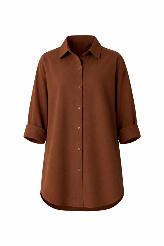 Oversize Uzun Basic Gömlek - 4