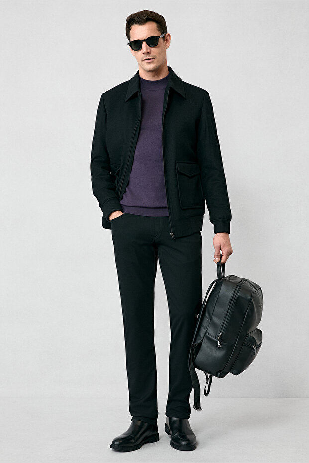 Yarım Balıkçı Yaka Regular Fit Yünlü Basic Örme Triko Kazak - 4