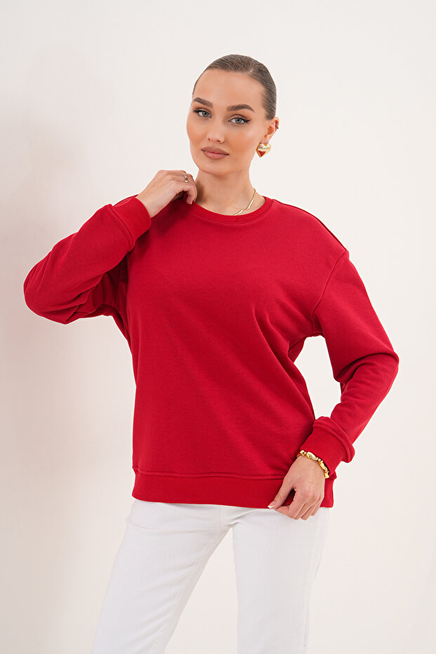 GAUL Unisex Bisiklet Yaka Pamuk Basic Sweatshirt - 1