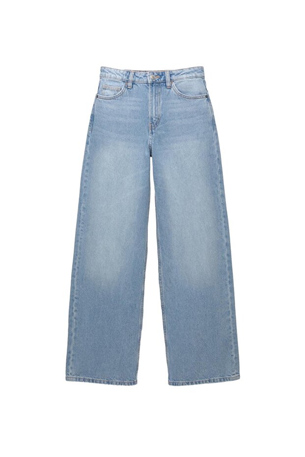 Yüksek bel geniş paça jean - 5