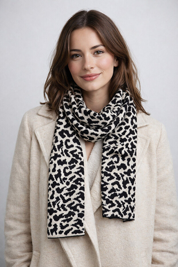 وشاح تريكو بنقشة الفهد - 1