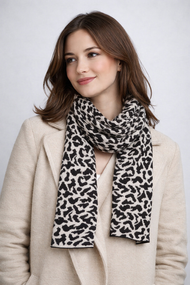 وشاح تريكو بنقشة الفهد - 2