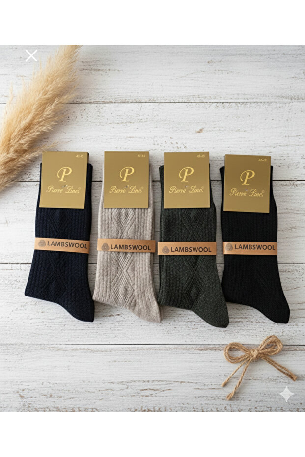 4 çift Erkek Lambswool Örme Çorap - 1