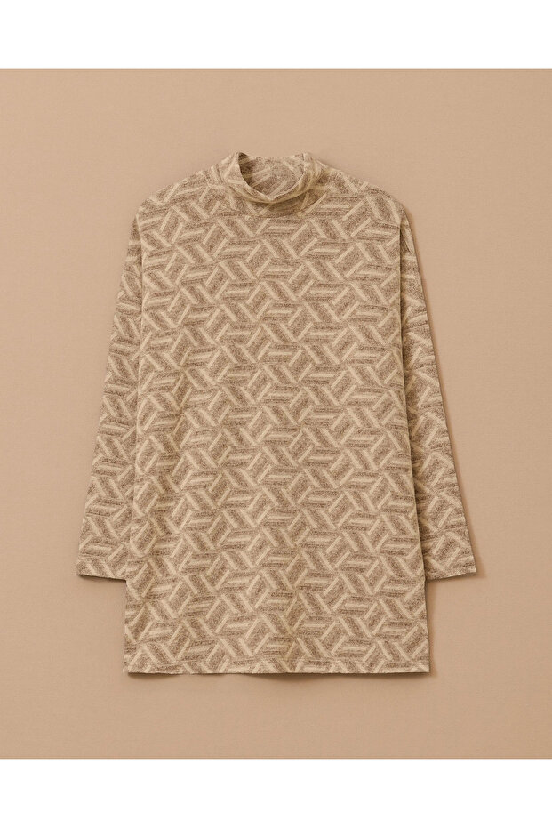 Dik Yaka Desenli Triko - 6