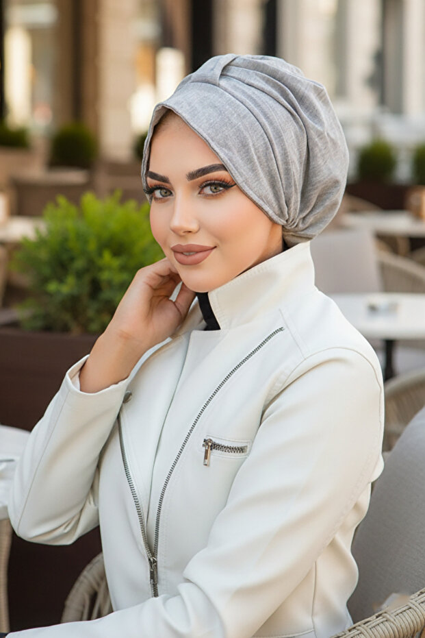 غطاء رأس ذو قبعة رمادية - 1