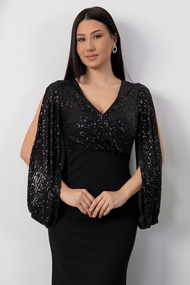 Üst Pulpayet Alt Dalgıç Uzun Abiye Elbise 13086 - 3