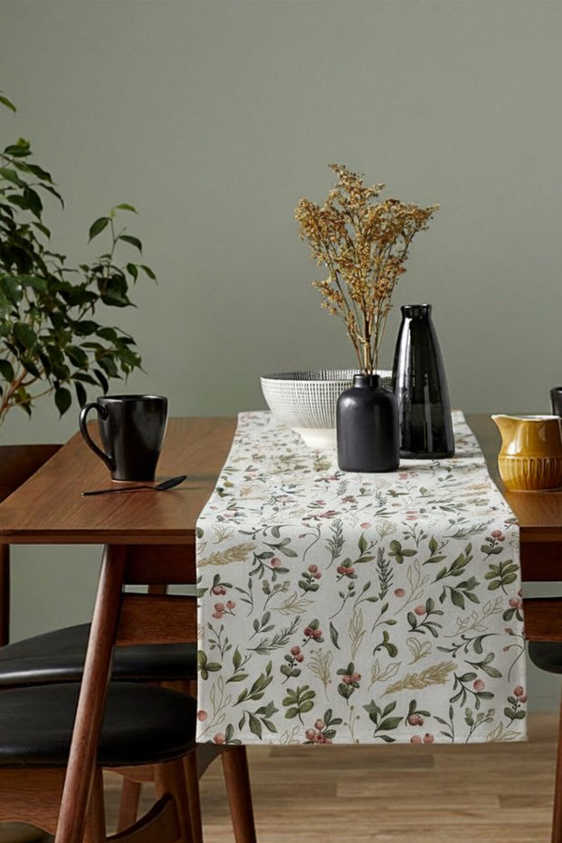 Cotton Kokina Flower Printed Runner Water Repellent Stain Resistant 40X110Cm
