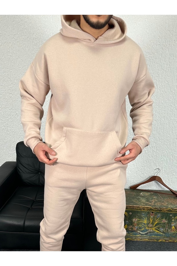 سويت شيرت بقلنسوة بثلاثة خيوط - 1