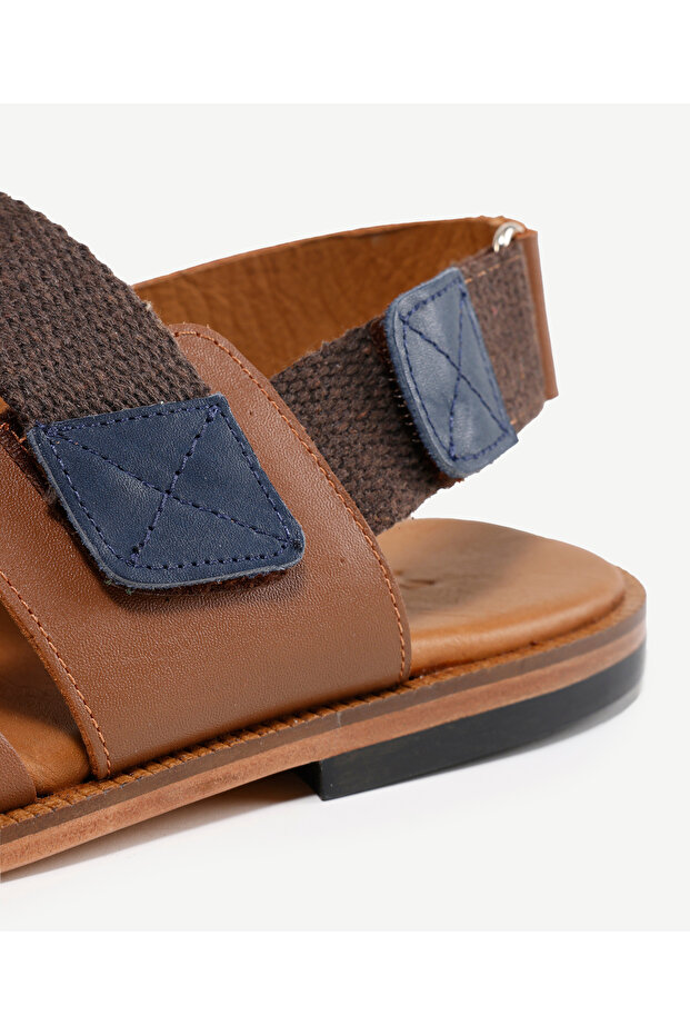 Çapraz Deri Sandalet - 6