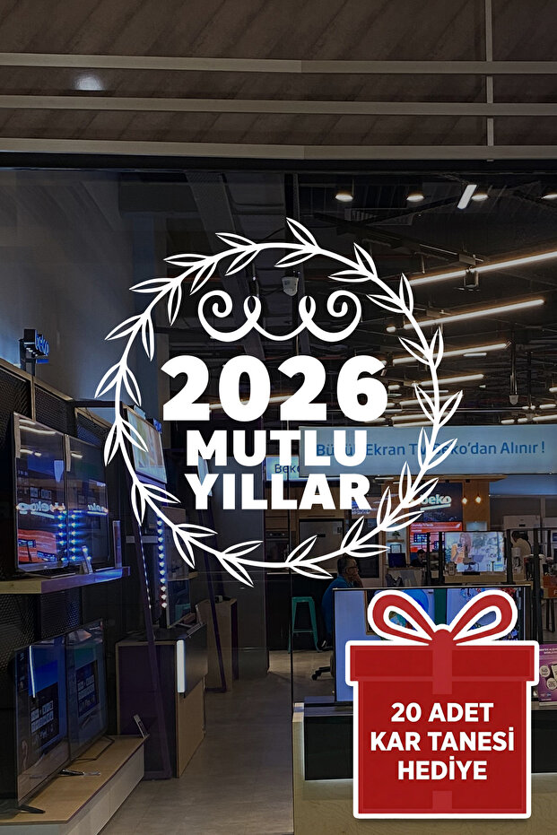 New Year Special 2026 Happy New Year Text and Crown Decoration Sticker