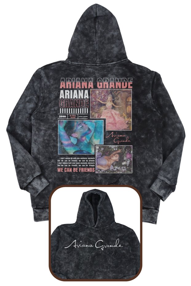 Oversize Ariana Grande Back Print Washable Hooded Sweatshirt, Unisex Singer Themed Hoodie