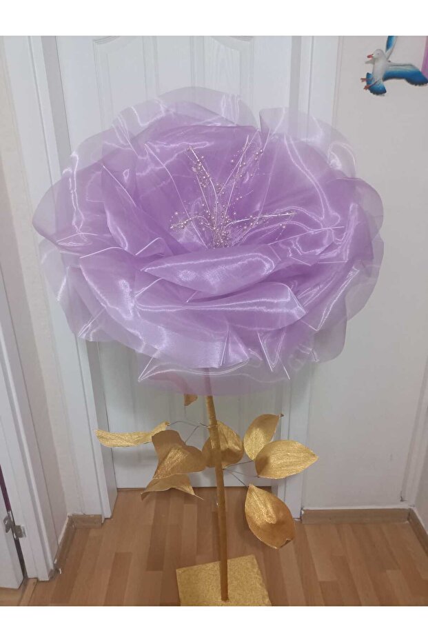 Dev tül çiçek gold mor - 4